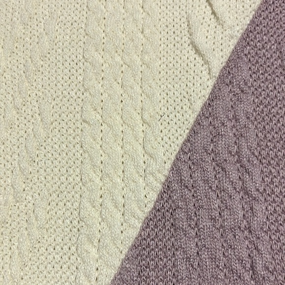 Macaron Light-Weight Textured Color Block Sweater One Cold Shoulder - Picture 3 of 5